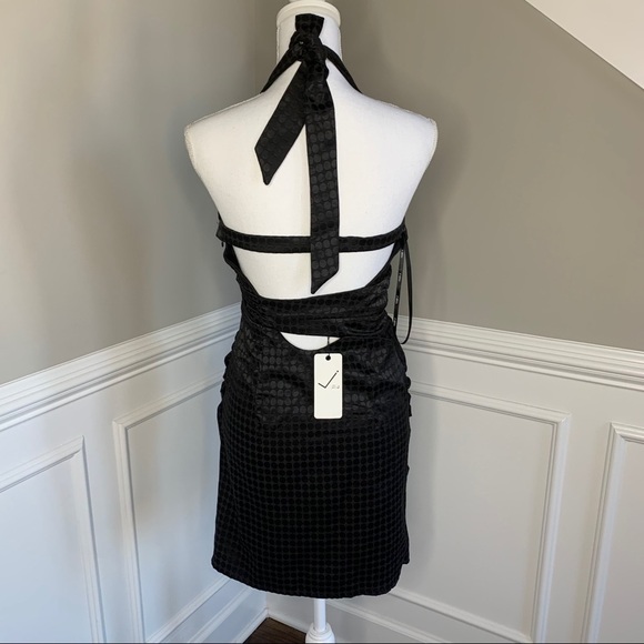NEW Very J Black Ruched Halter Black Dress Size Medium - Picture 4 of 9